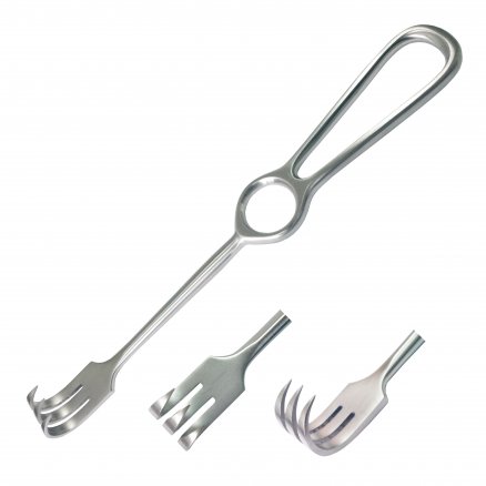 Гачок хірургічний по Kocher, 3 зубці, гострий SURGIWELOMED. Довжина 22 см